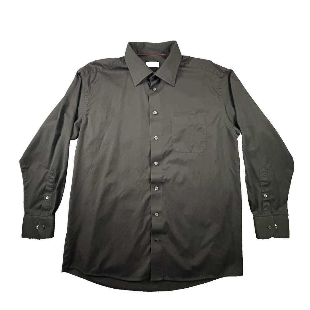 Eton Men's 46 18 (~XL) Black Classic Fit Cotton Button Up Dress Shirt SEE DESC